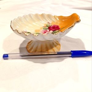 Vintage shell dish hand painted